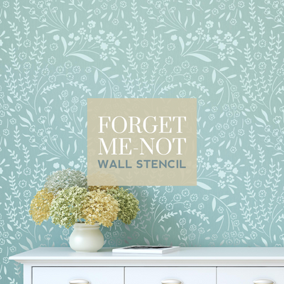 How to stencil a Forget-me-not feature wall