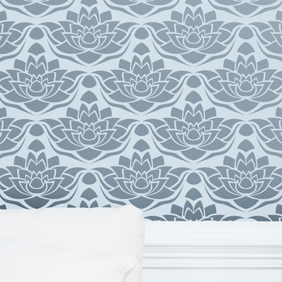 Lotus Flower painted wall stencil