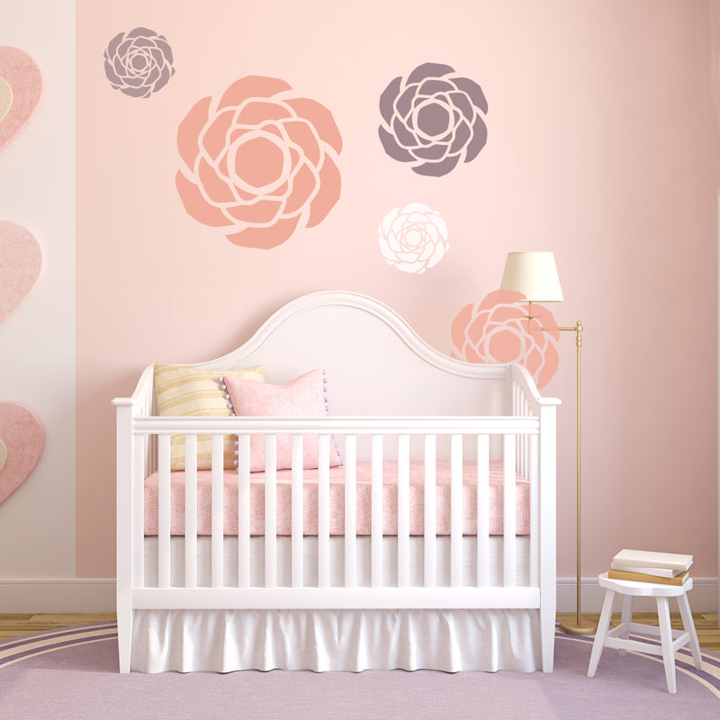 Rose Motif Painted Wall Stencil