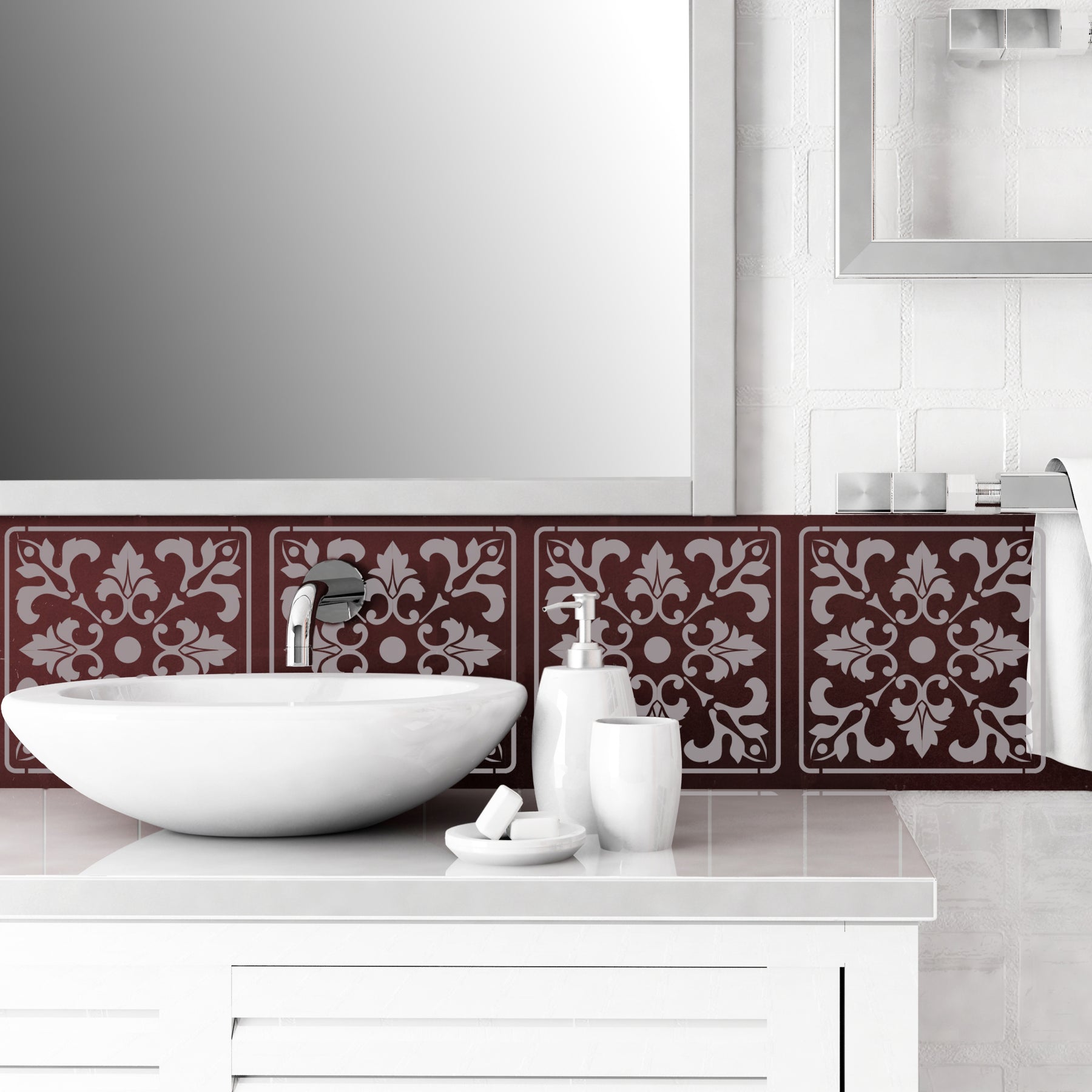 DAMASK traditional TILE STENCIL STENCIL UP