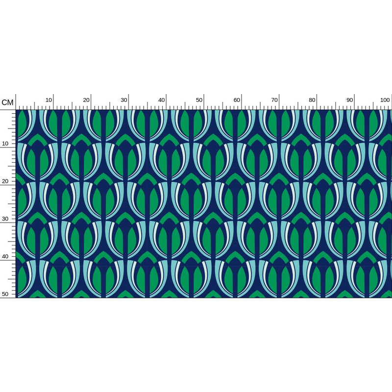 Tulpen Repeat Pattern Fabric (Teal)