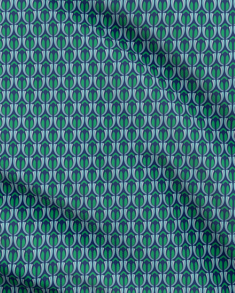 Tulpen Repeat Pattern Fabric (Teal)