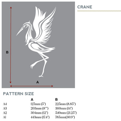 Crane stencil for painting - oriental chinoiserie design -s tencilup.co.uk - made by murphy