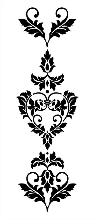 DAMASK HEARTS Wall Stencil - Stencil Up