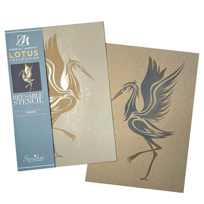 Crane stencil for painting - oriental chinoiserie design -s tencilup.co.uk - made by murphy
