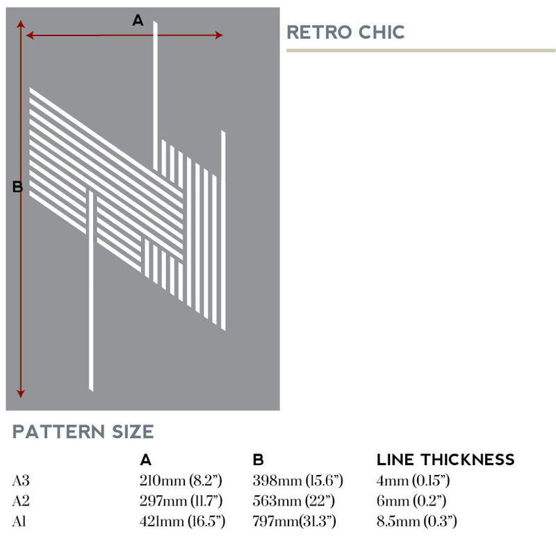 Retro geometric stencil for furniture - stencil.co.uk