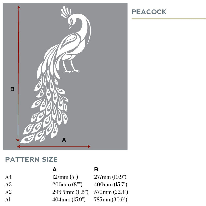 Peacock Furniture Stencil - MBM Lotus Collection