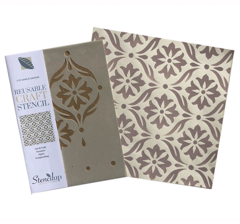 Simple Damask A4 craft stencil