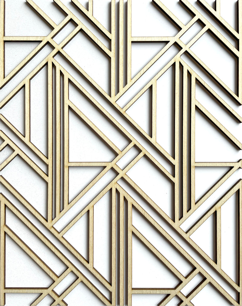 geo lattice geometric wooden panel - stencilup.co.uk