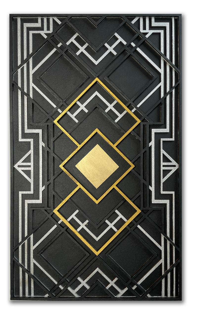 Deco Trellis - Art Deco multi layered wooden inlay / onlay