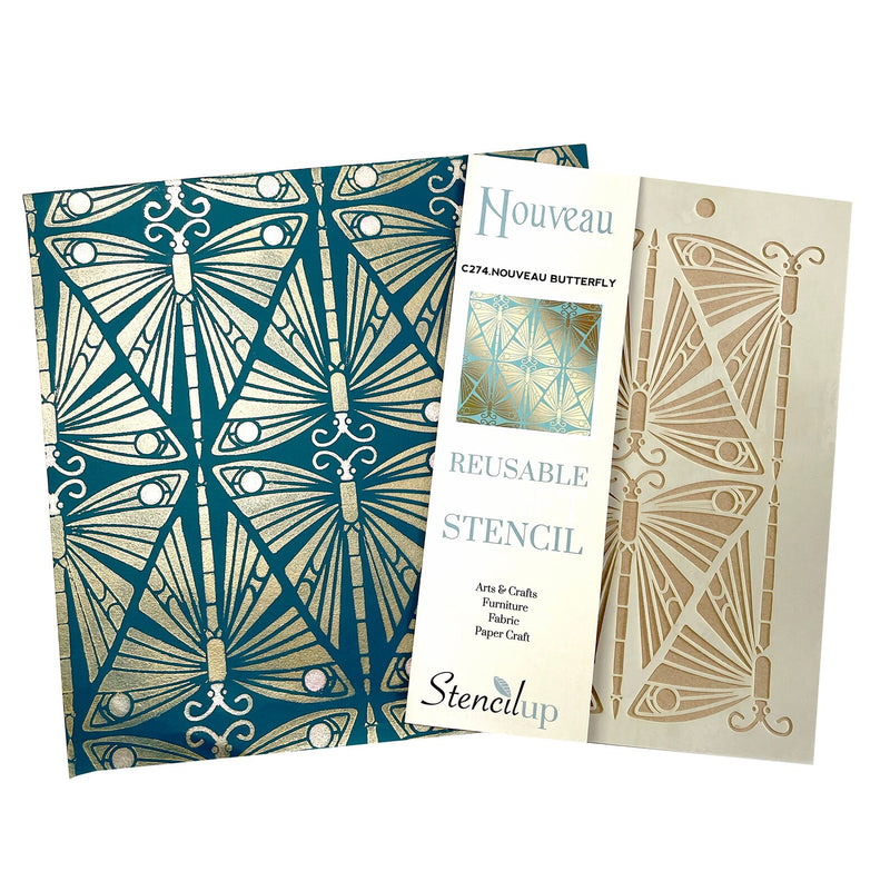 Art Nouveau stencil - Art Nouveau Butterfly stencil - stencil.co.uk