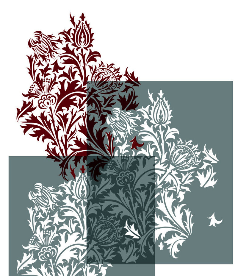 William Morris Thistle stencil for painting walls - stencilup.co.uk