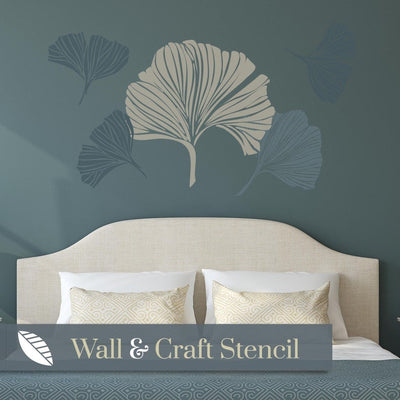 ginkgo leaf feature wall stencil