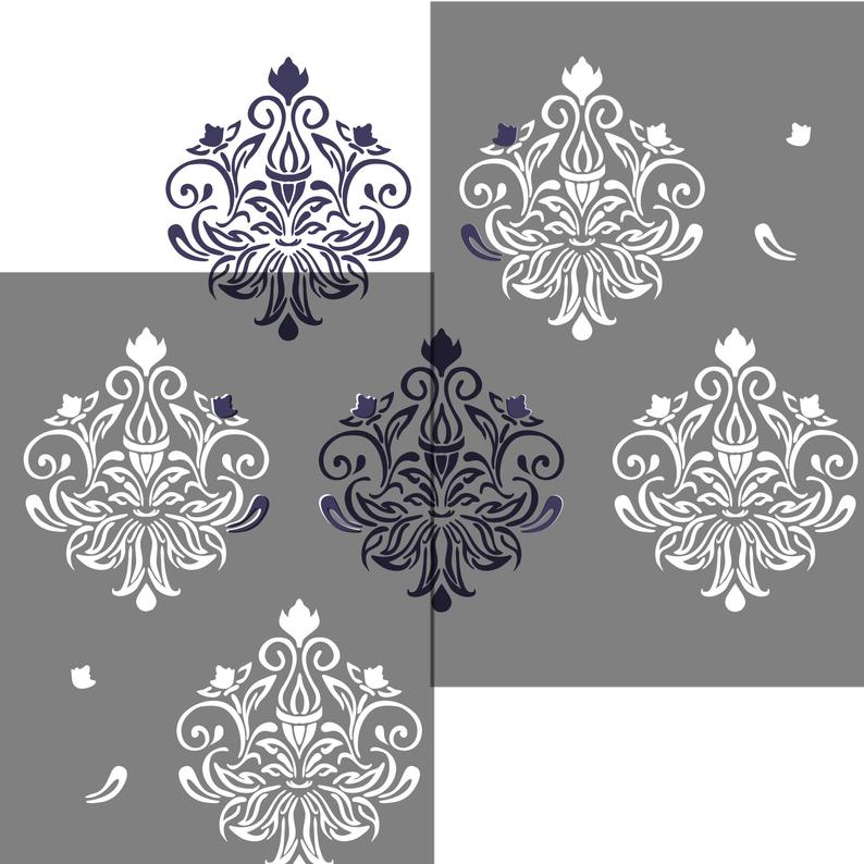 Juliet damask repeating pattern stencil