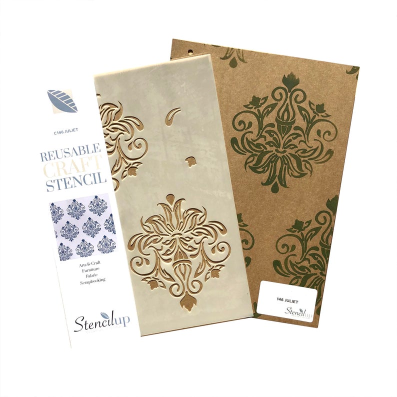 damask furniture stencil