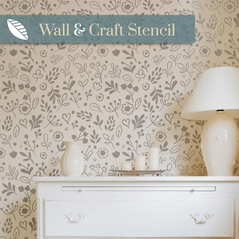 Ditsy Floral Wall Stencil