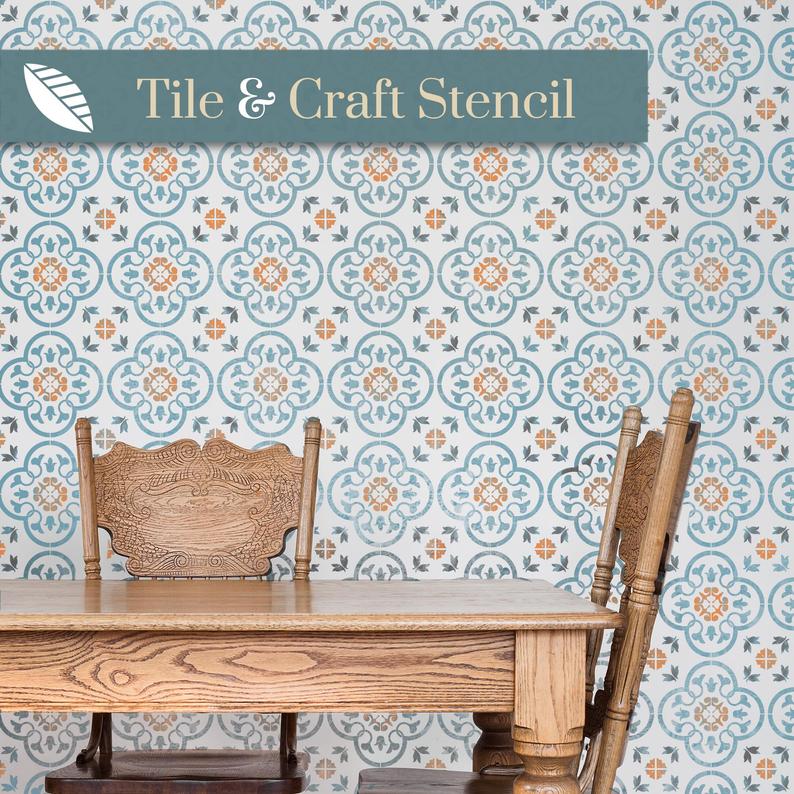 Toledo Tile Stencil for Walls and Floors