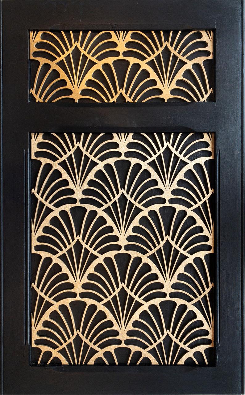 Art Deco wooden only inlay - wooden appliqué - stencil.co.uk