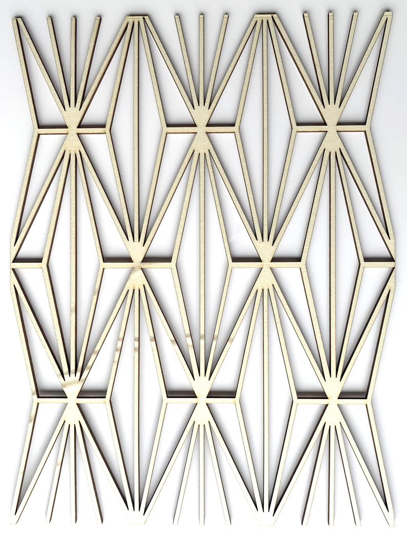 Deco Diamonds wooden onlay - wooden inlay - art deco -stencilup.co.uk