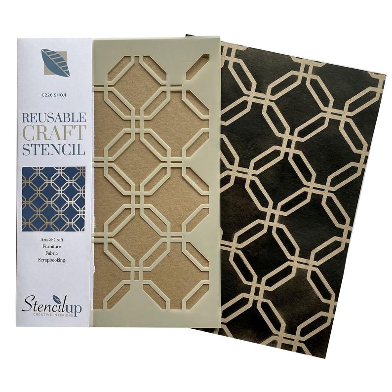 Shoji Oriental lattice stencil for crafts and painting - stencilup.co.uk