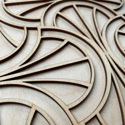 Art Deco wooden panel - adhesive lattice panel for furniture - stencill up.co.uk