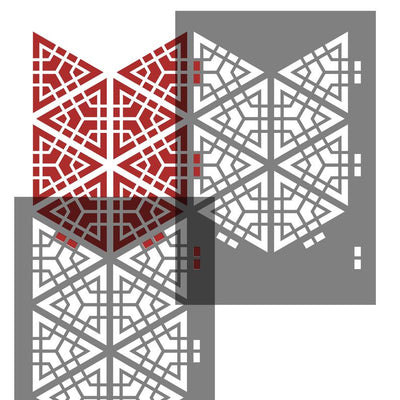 Kumiko oriental lattice stencil for painting - stencil.co.uk