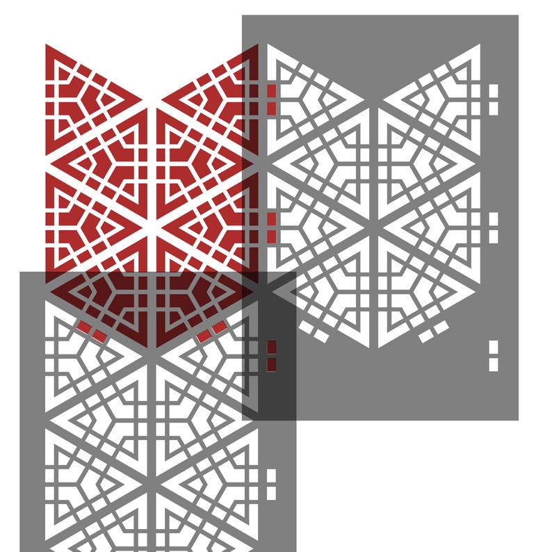 Kumiko oriental lattice stencil for painting - stencil.co.uk