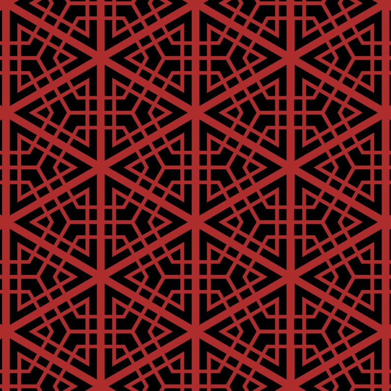 Kumiko oriental lattice stencil for painting - stencil.co.uk
