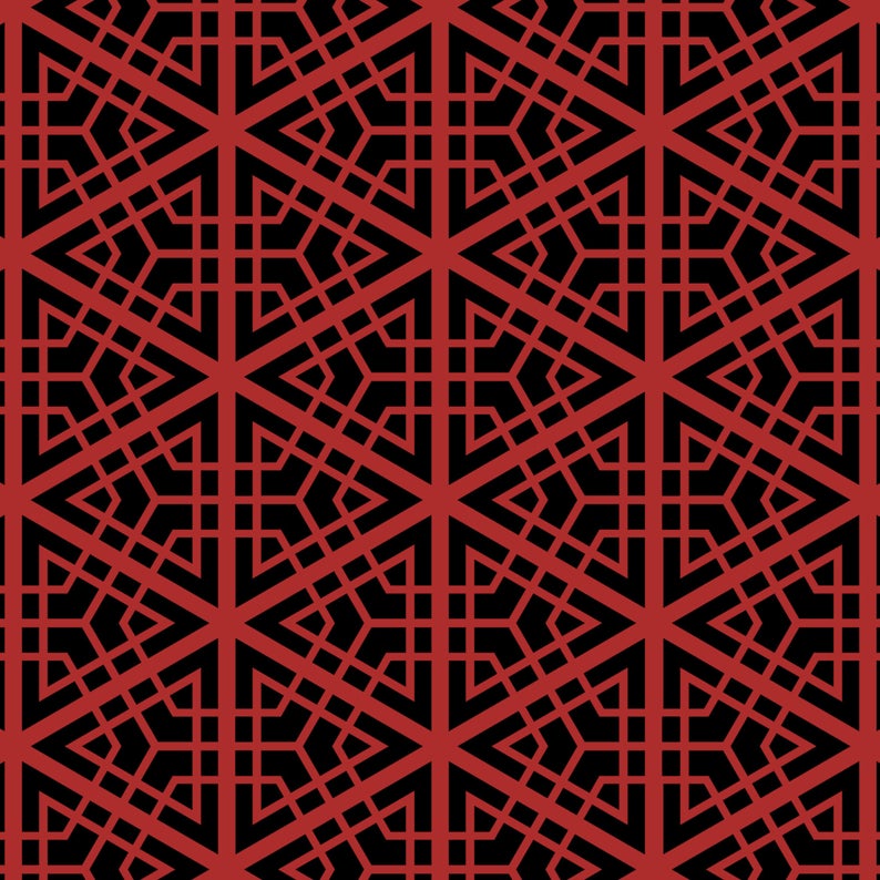 Kumiko oriental lattice stencil for painting - stencil.co.uk