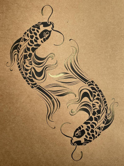 Koi Carp stencil for painting. Oriental fish stencil - stencilup.co.uk