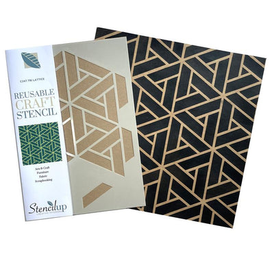 oriental triangle lattice craft stencil for painting furniture - stencilup.co.uk