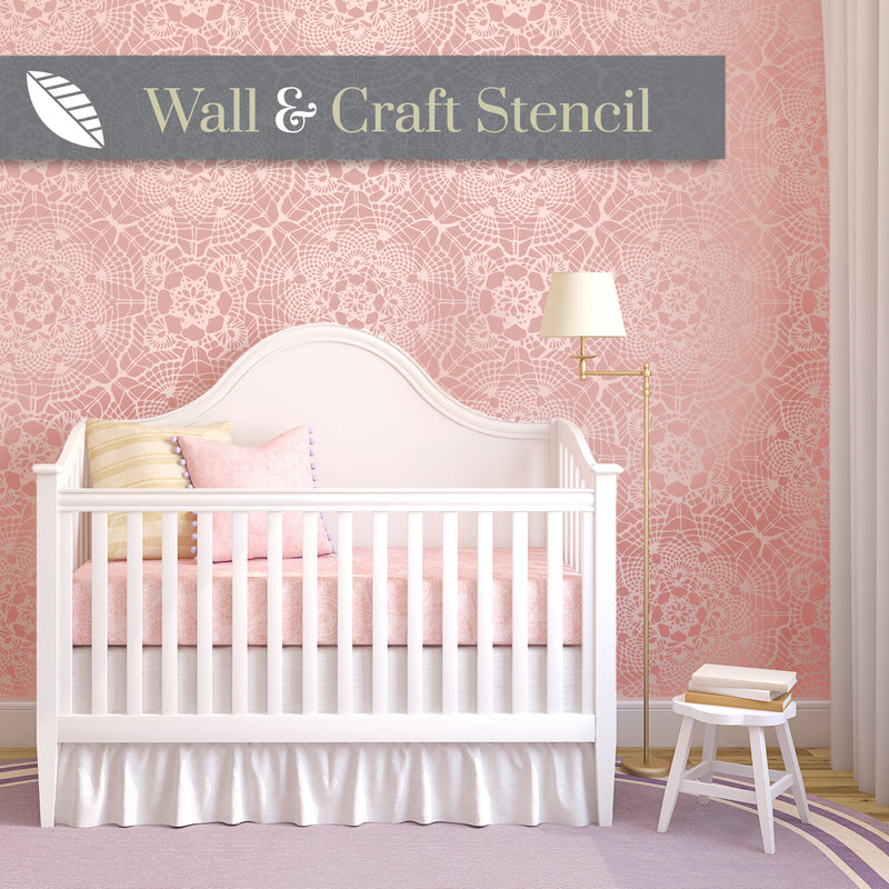 Vintage lace wall stencil - stencilup.co.uk