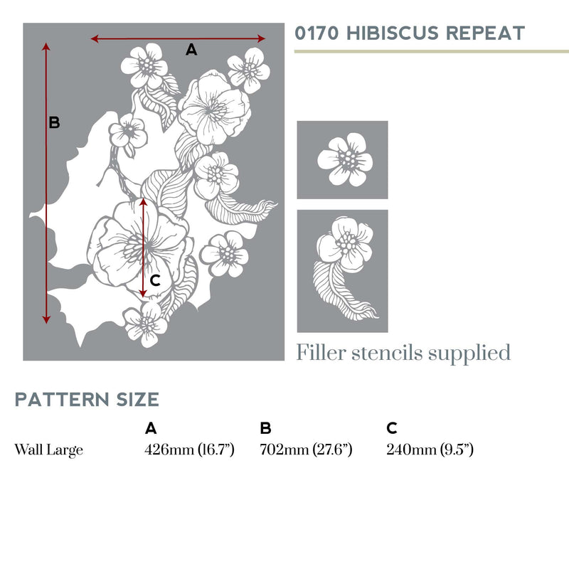 Hibiscus wall stencil 