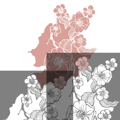 Hibiscus stencil overlay