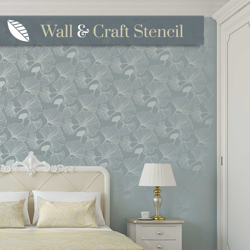 ginkgo repeating pattern wall stencil