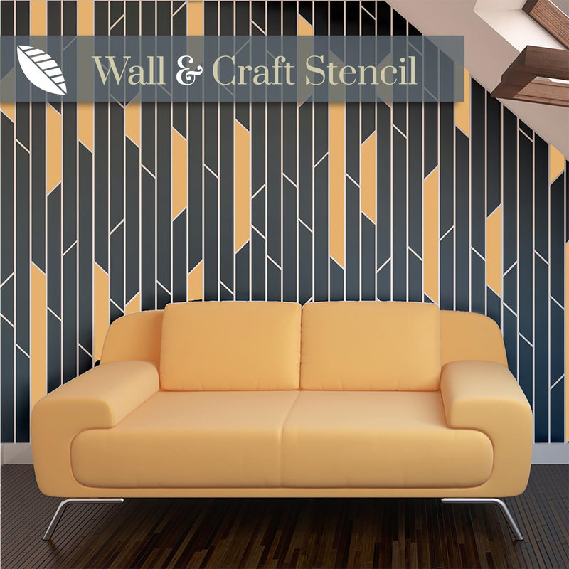 Broken lines geometric wall stencil - stencil.co.uk