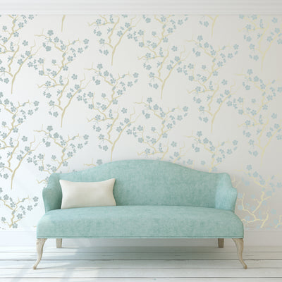 sakura cherry blossom repeating painted wall stencil